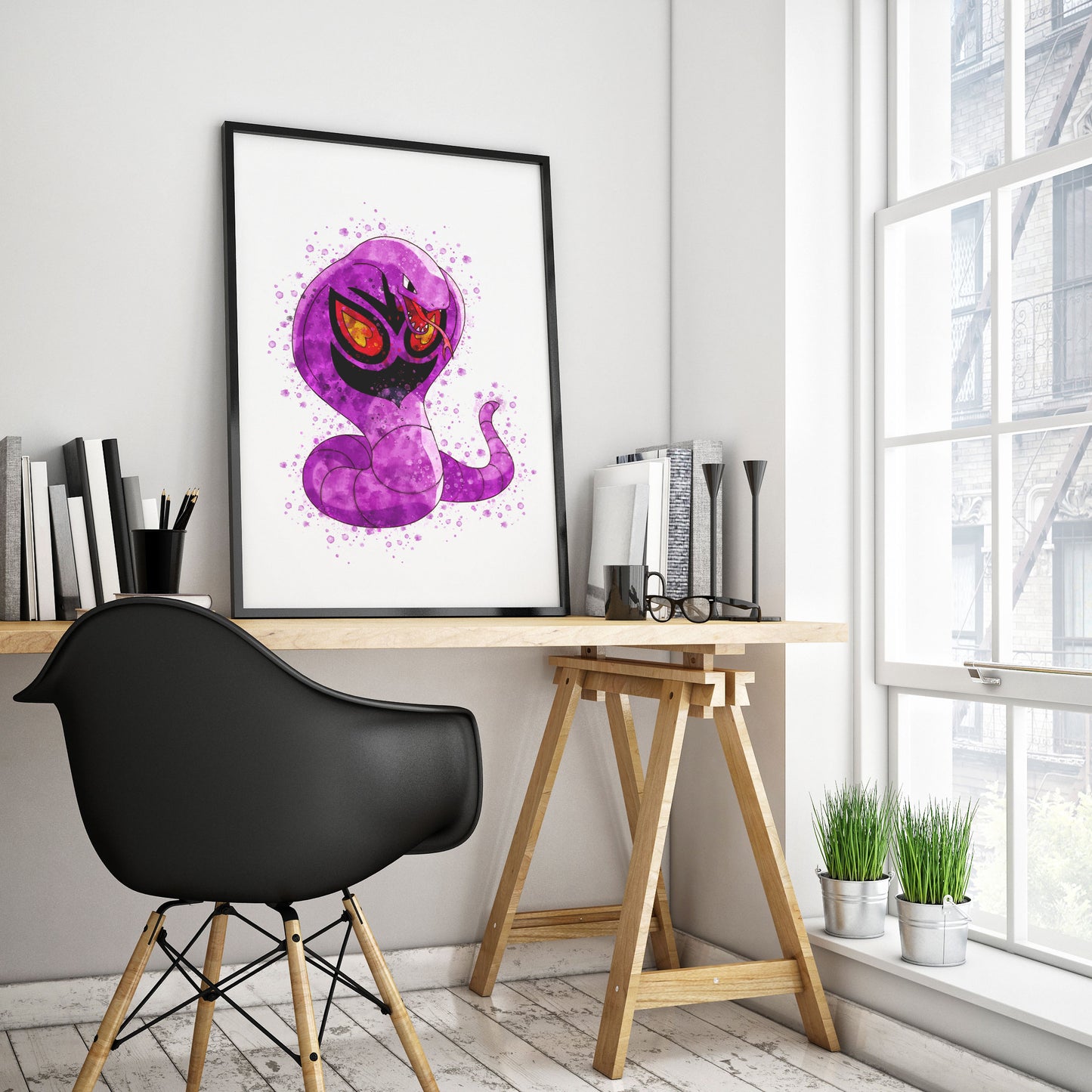Pokemon 'EKANS' Watercolour Splash Wall Art Print