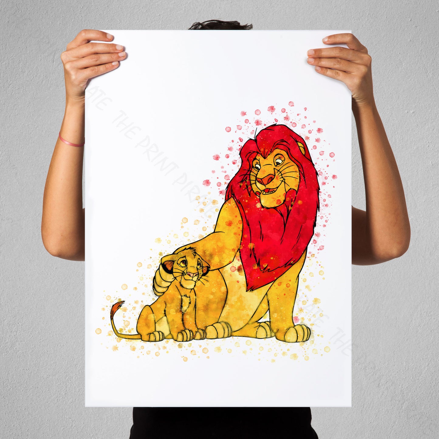 Disney 'SIMBA AND MUFASA' Lion King Watercolour Splash Wall Art Print