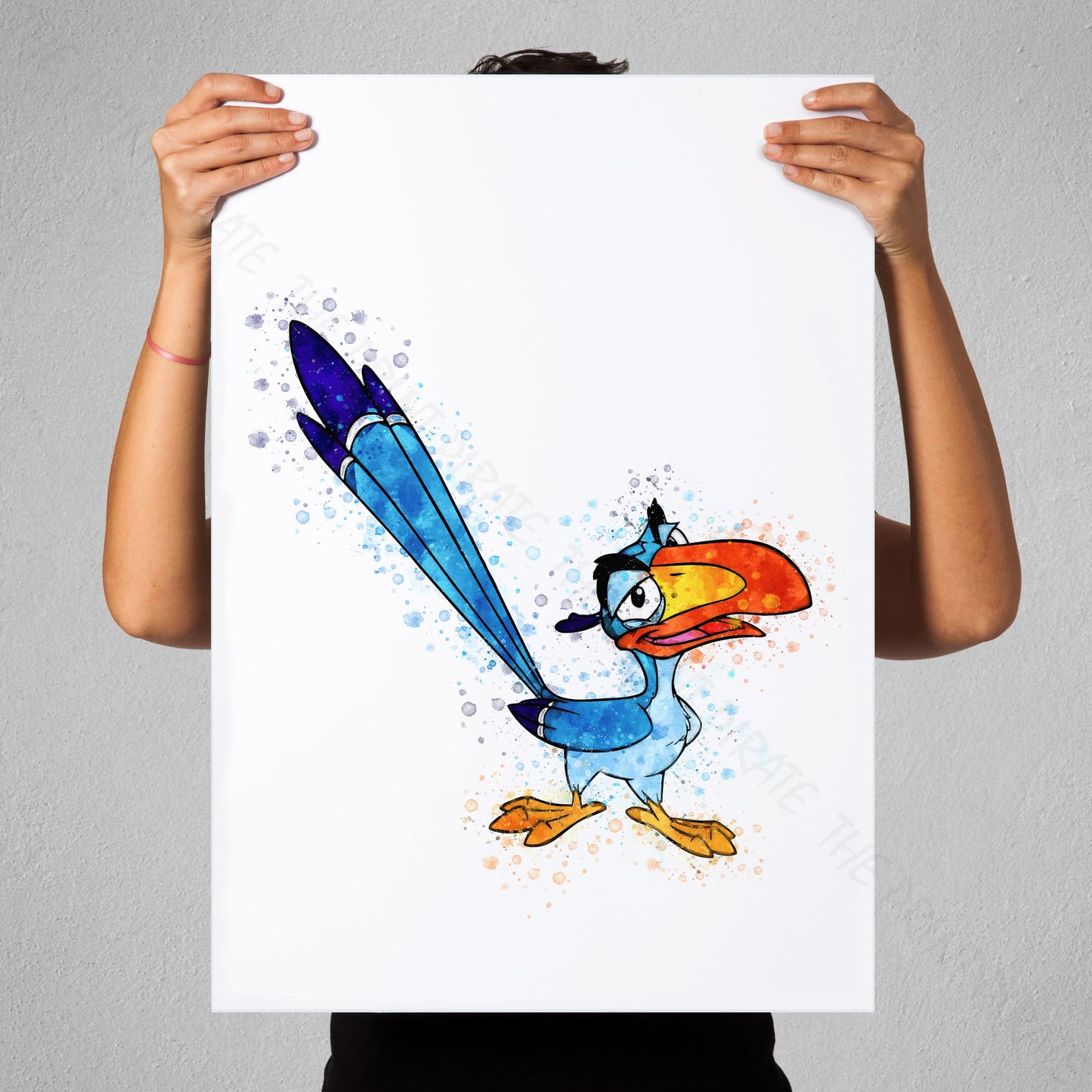 Disney 'ZAZU' Lion King Watercolour Splash Wall Art Print