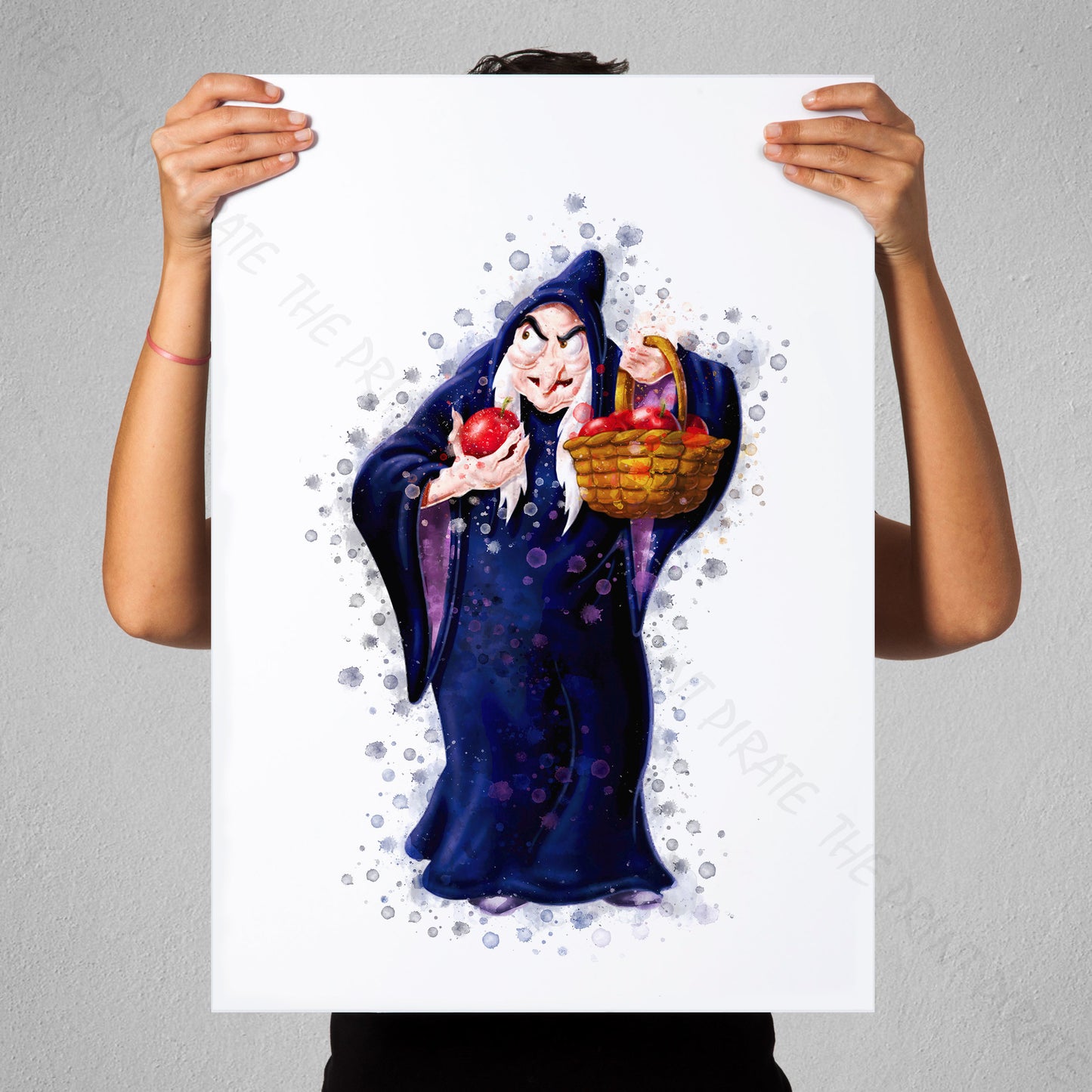 Disney 'EVIL WITCH / OLD HAG' Snow White Watercolour Splash Wall Art Print