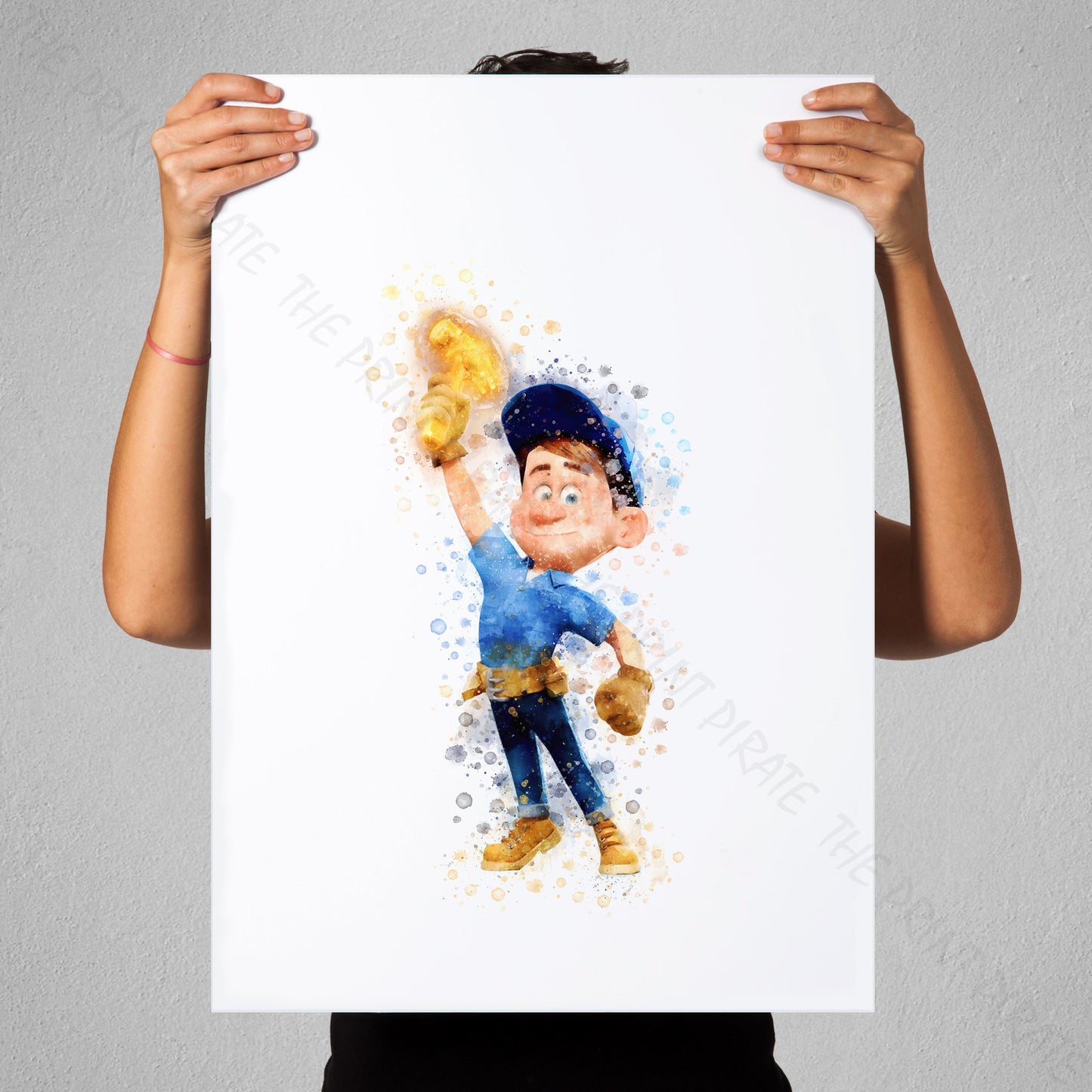 Disney 'FELIX' Wreck It Ralph Watercolour Splash Wall Art Print