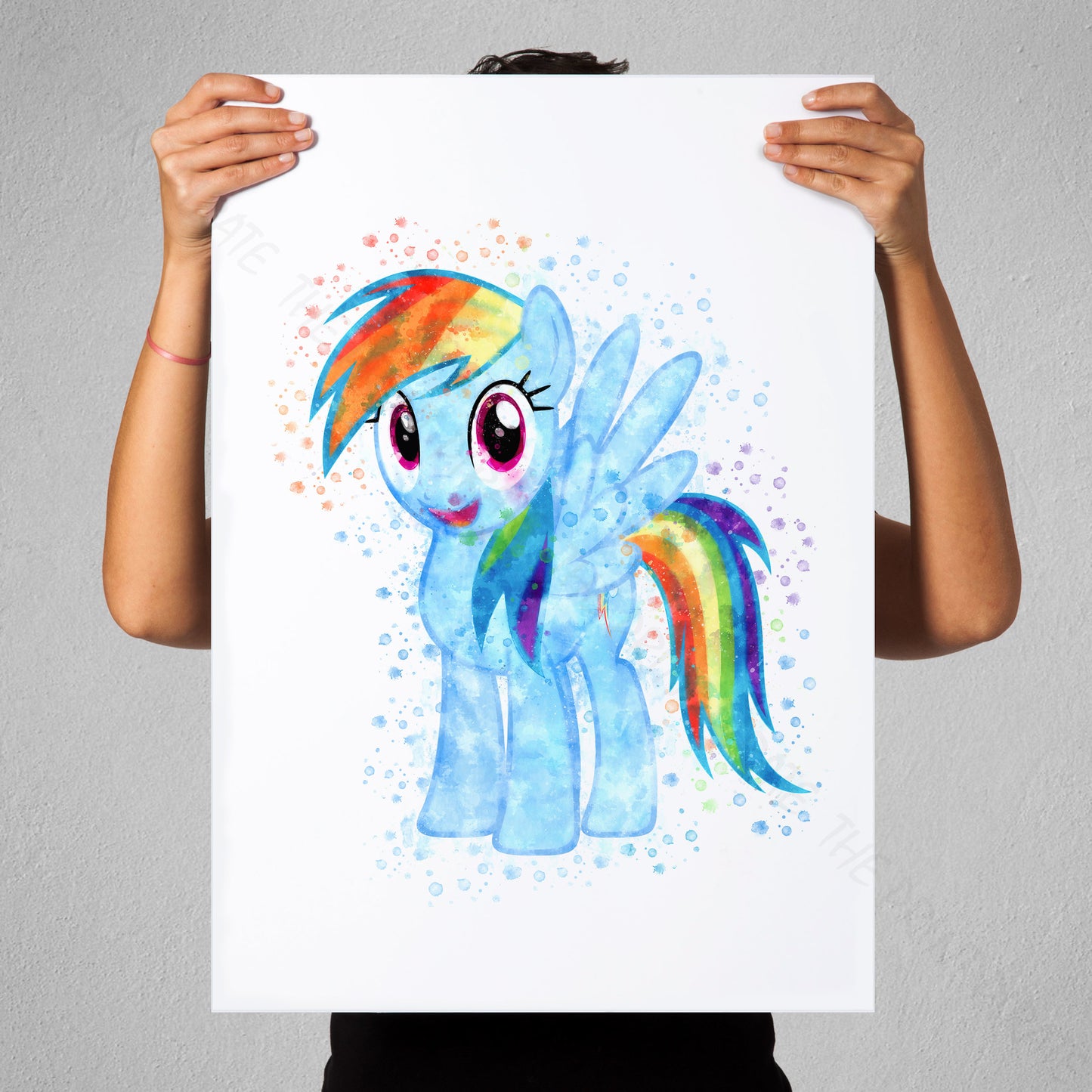 My Little Pony 'RAINBOW DASH' Watercolour Splash Wall Art Print