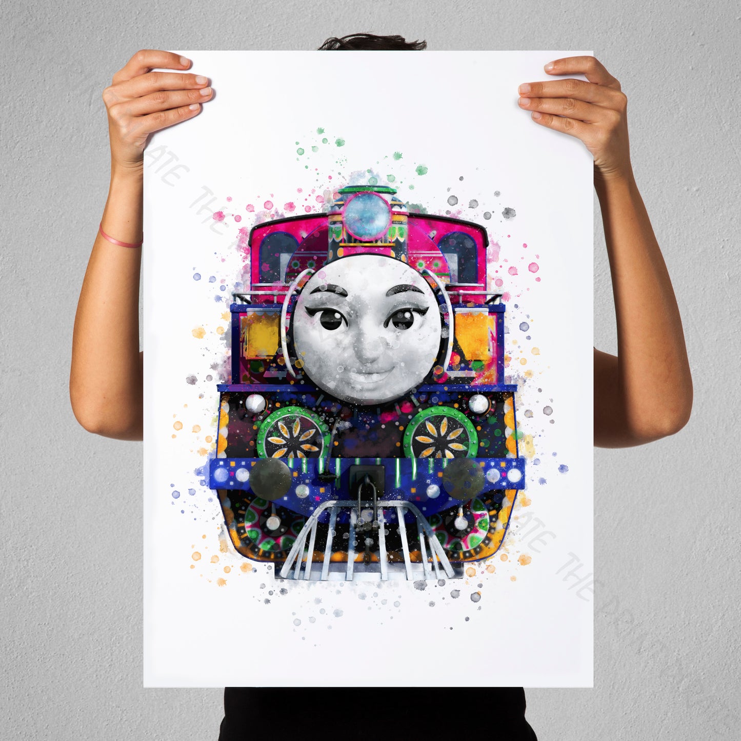 Thomas and Friends 'ASHIMA' Watercolour Splash Wall Art Print