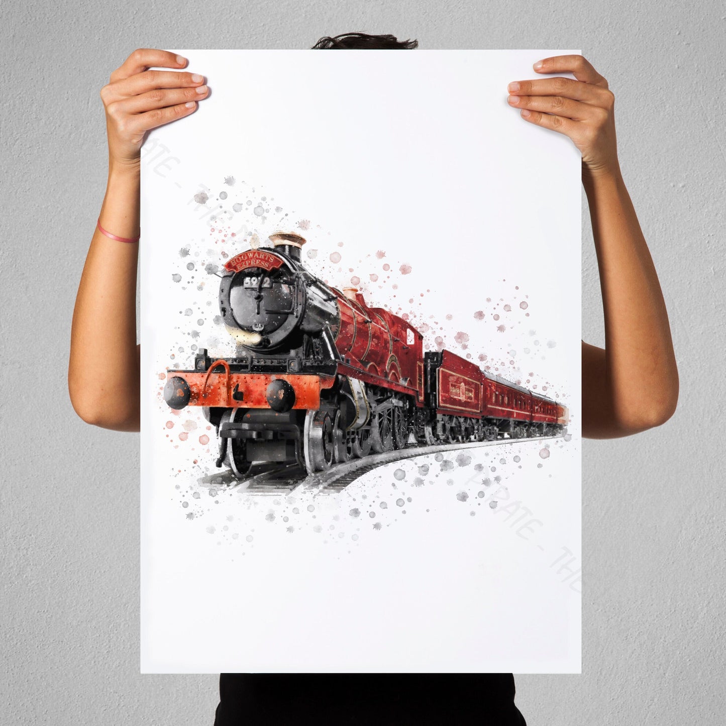 Wizarding World 'HOGWARTS EXPRESS' Hogwarts Harry Potter / Fantastic Beasts Watercolour Splash Wall Art Print