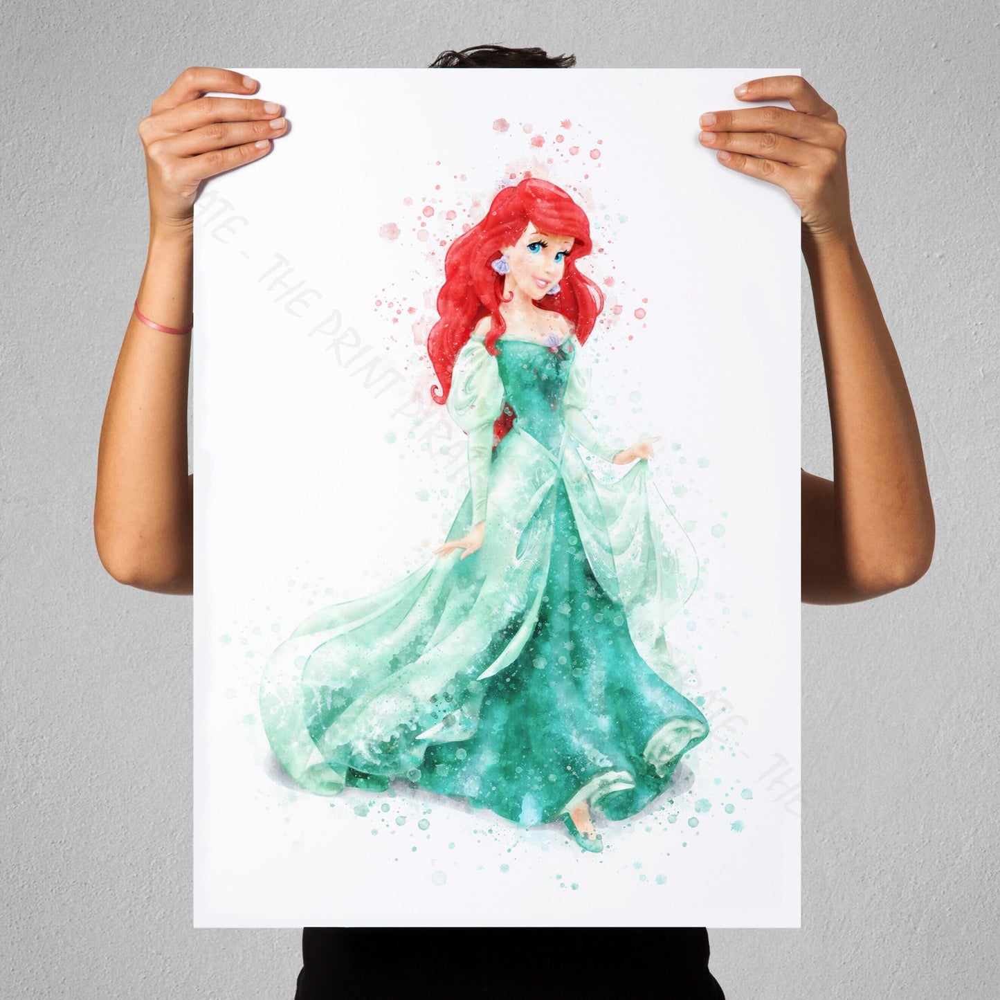 Disney 'ARIEL' Princess Watercolour Splash Wall Art Print