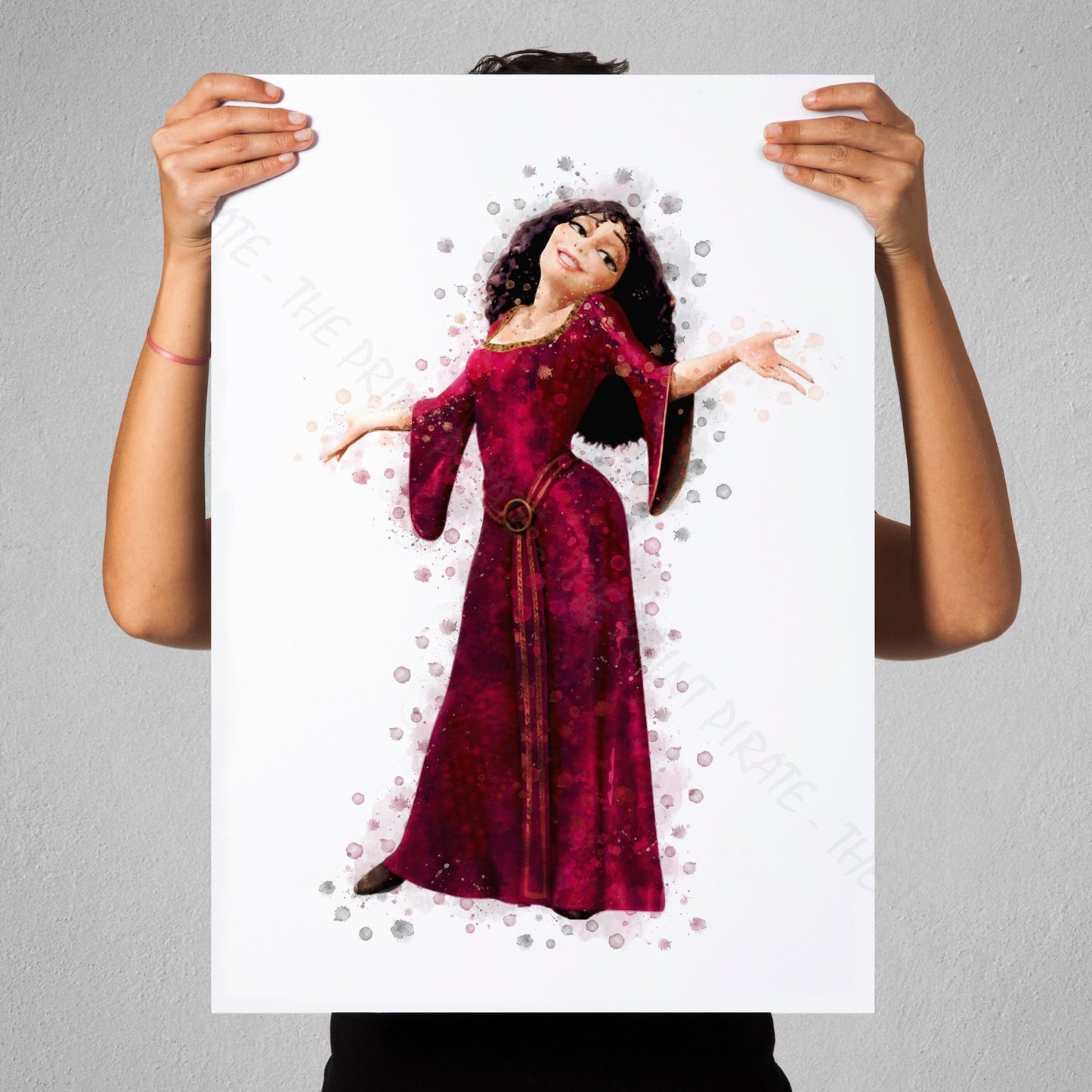 Disney 'MOTHER GOTHEL' Rapunzel / Tangled Villain Watercolour Splash Wall Art Print