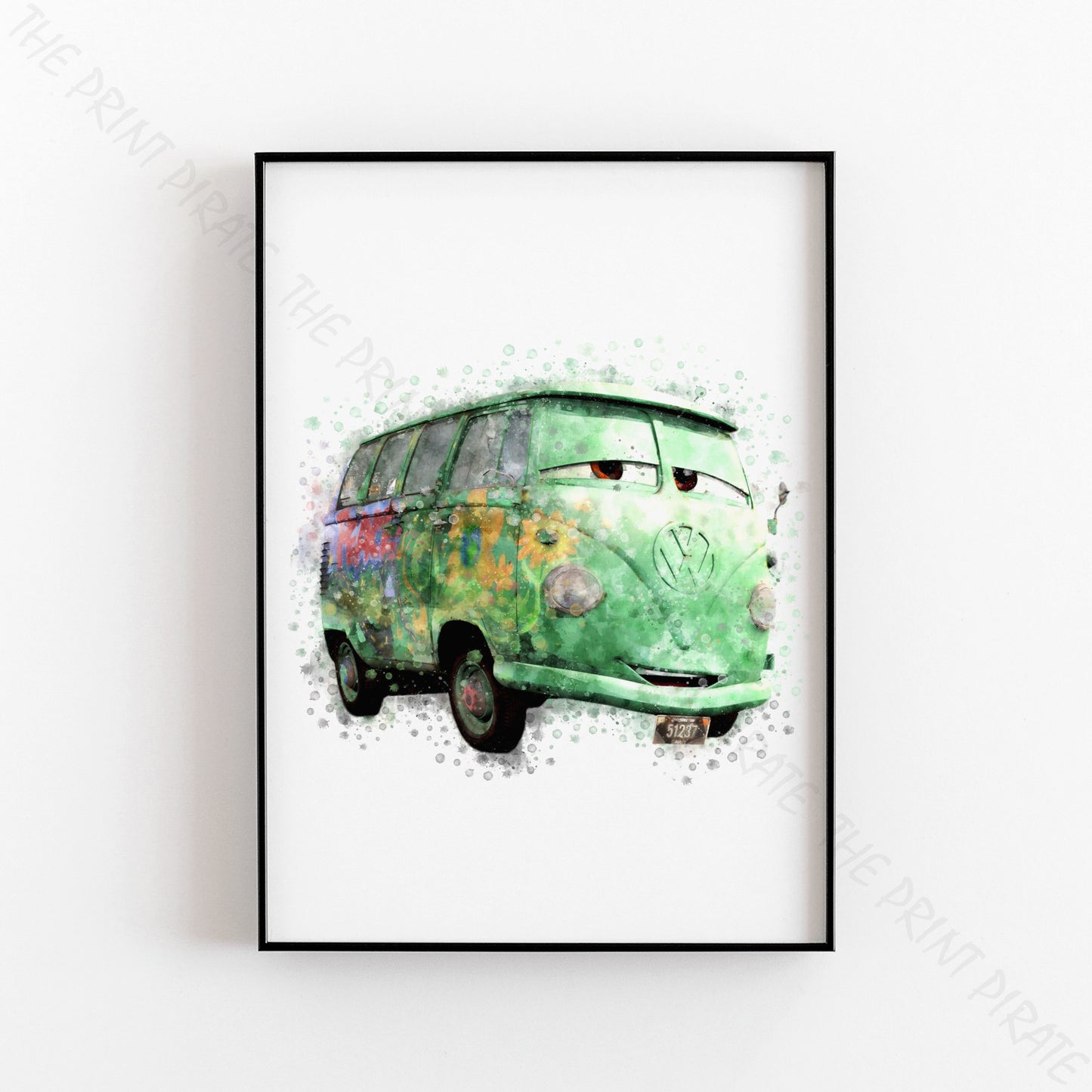 Disney 'FILMORE' Cars Character Watercolour Splash Wall Art Print