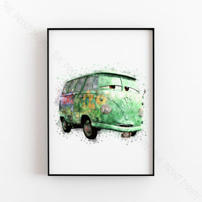 Disney 'FILMORE' Cars Character Watercolour Splash Wall Art Print