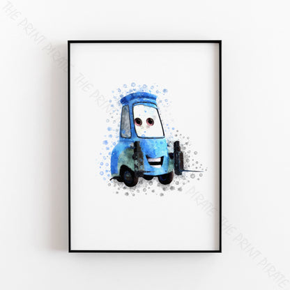 Disney 'GUIDO' Cars Character Watercolour Splash Wall Art Print