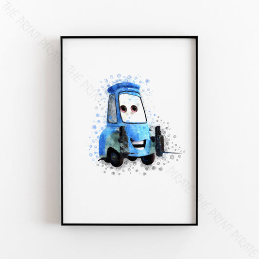 Disney 'GUIDO' Cars Character Watercolour Splash Wall Art Print