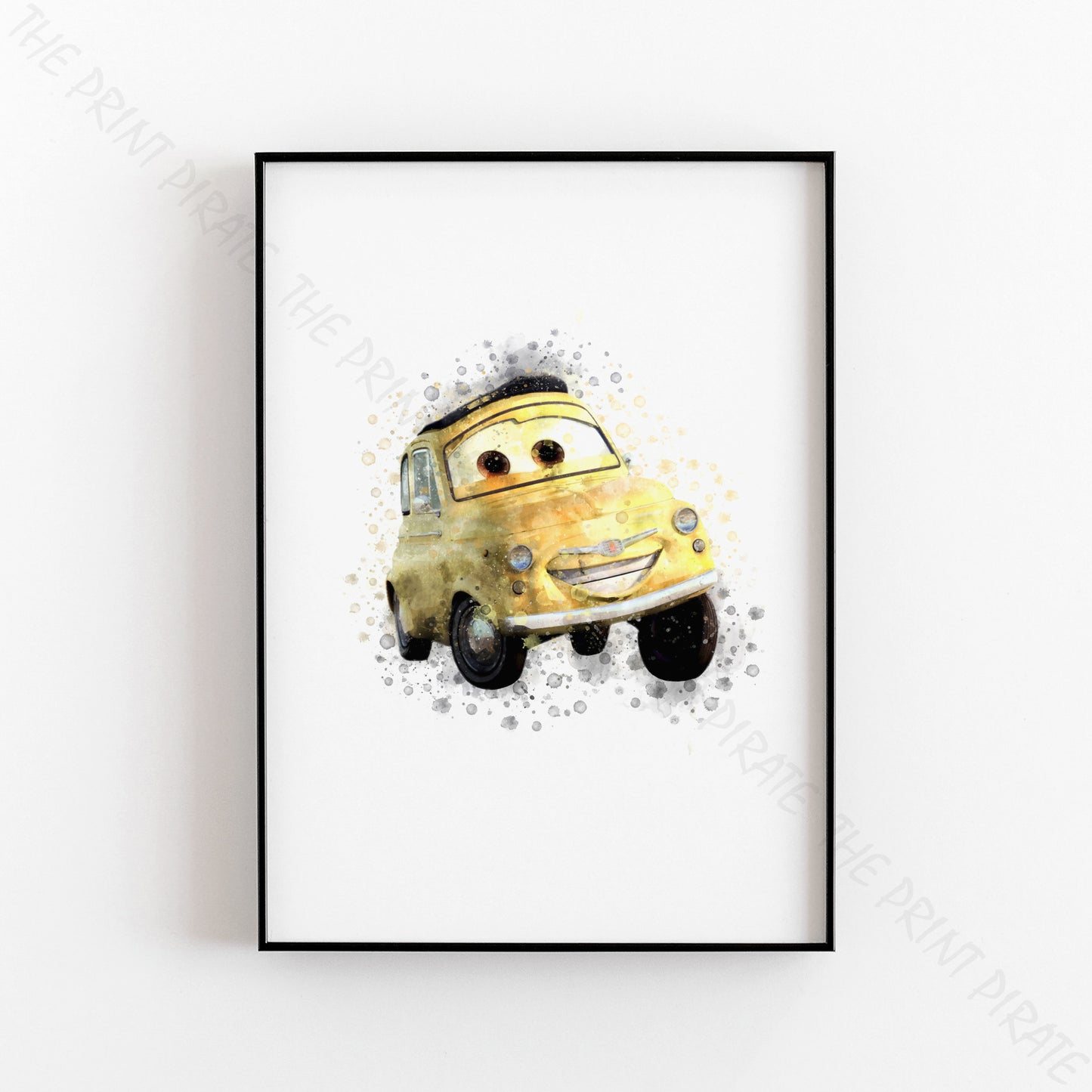 Disney 'LUIGI' Cars Character Watercolour Splash Wall Art Print