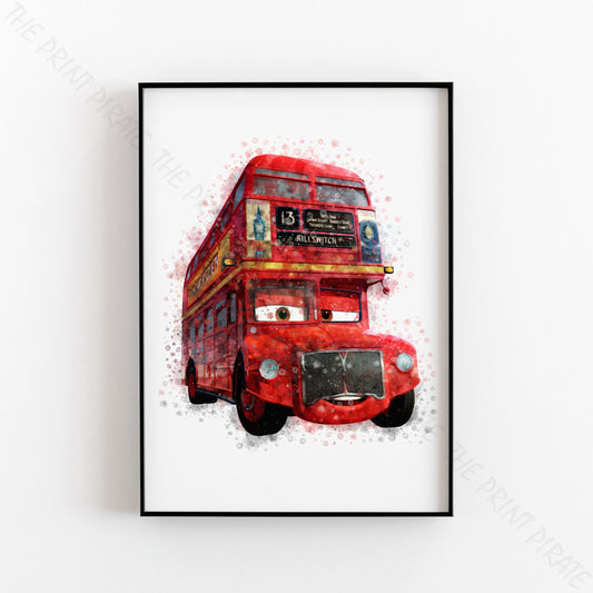 Disney 'TOPPER' Cars Character Watercolour Splash Wall Art Print