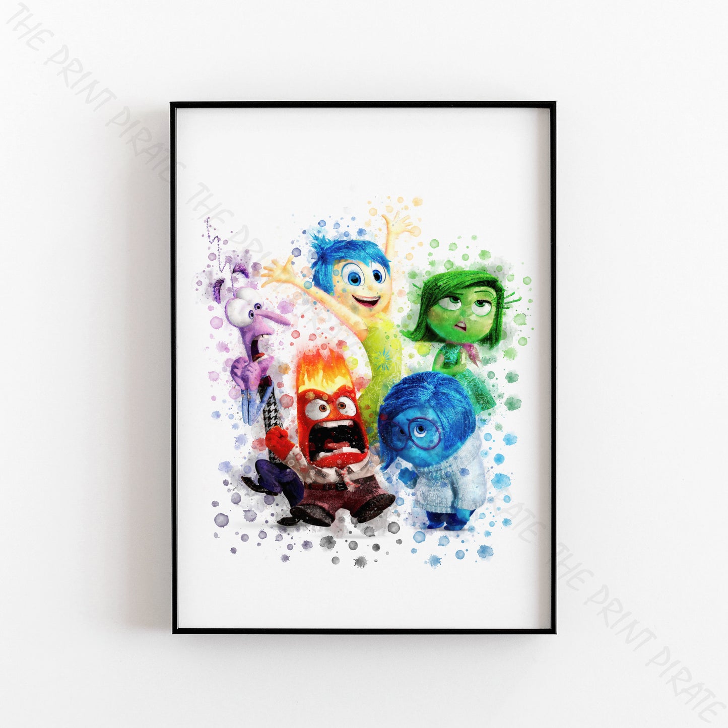 Disney 'INSIDE OUT GROUP' Inside Out Watercolour Splash Wall Art Print