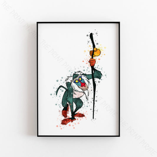 Disney 'RAFIKI' Lion King Watercolour Splash Wall Art Print