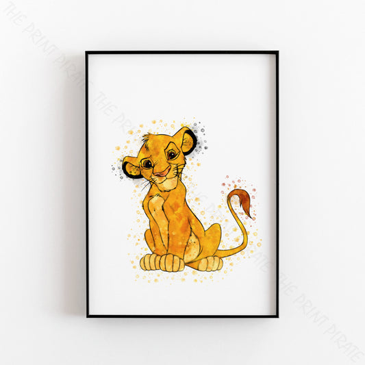 Disney 'SIMBA' Lion King Watercolour Splash Wall Art Print