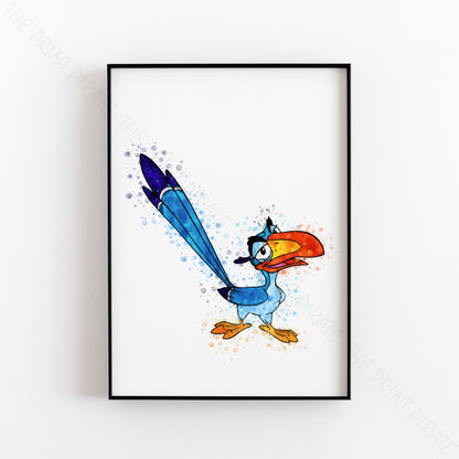 Disney 'ZAZU' Lion King Watercolour Splash Wall Art Print