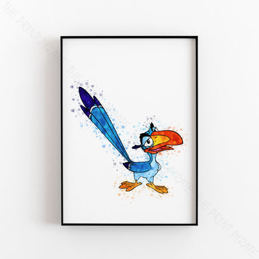 Disney 'ZAZU' Lion King Watercolour Splash Wall Art Print