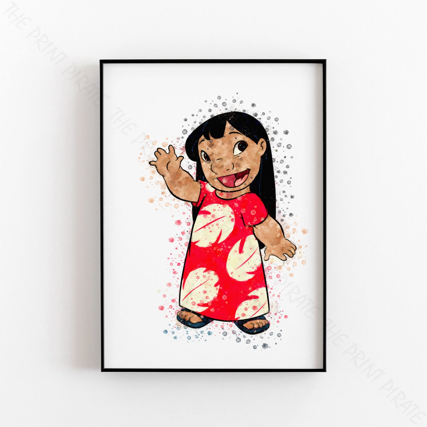 Disney 'LILO' Lilo and Stitch Watercolour Splash Wall Art Print
