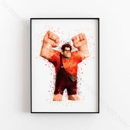 Disney 'RALPH' Wreck It Ralph Watercolour Splash Wall Art Print