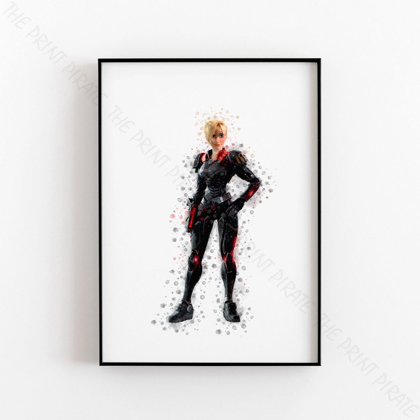 Disney 'SGT CALHOUN' Wreck It Ralph Watercolour Splash Wall Art Print