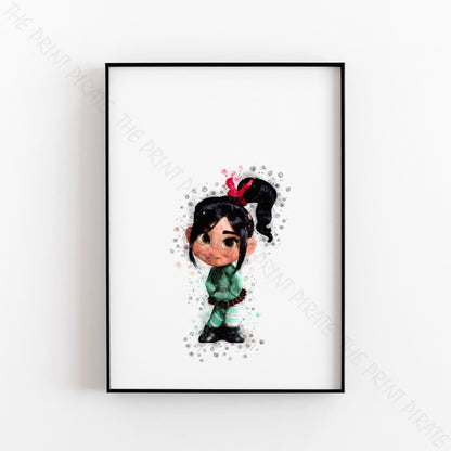 Disney 'VANELLOPE' Wreck It Ralph Watercolour Splash Wall Art Print