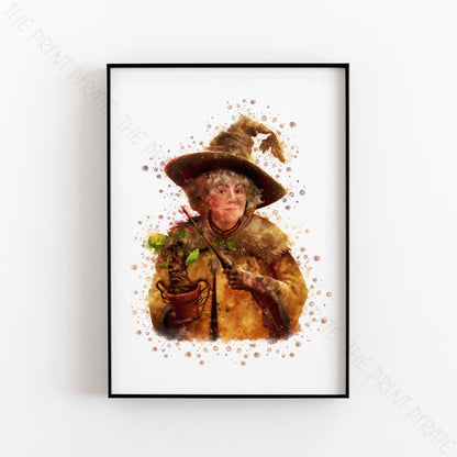 Wizarding World 'PROFESSOR SPROUT' Hogwarts Harry Potter / Fantastic Beasts Watercolour Splash Wall Art Print