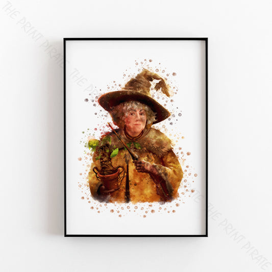 Wizarding World 'PROFESSOR SPROUT' Hogwarts Harry Potter / Fantastic Beasts Watercolour Splash Wall Art Print