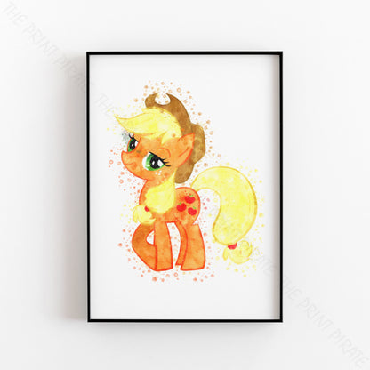 My Little Pony 'APPLEJACK' Watercolour Splash Wall Art Print