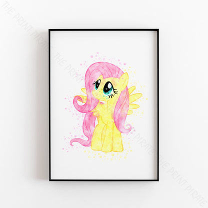 My Little Pony 'FLUTTERSHY' Watercolour Splash Wall Art Print