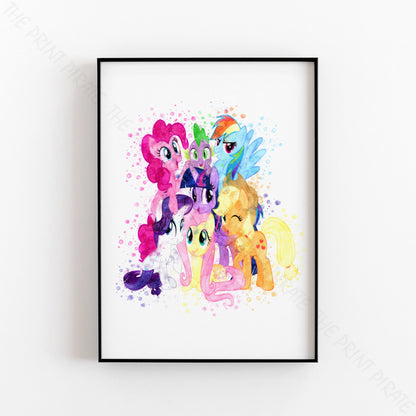 My Little Pony 'MY LITTLE PONY GROUP' Watercolour Splash Wall Art Print
