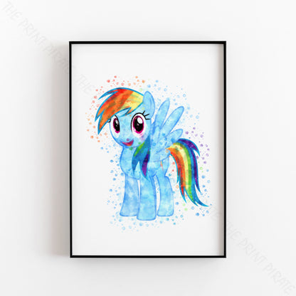 My Little Pony 'RAINBOW DASH' Watercolour Splash Wall Art Print