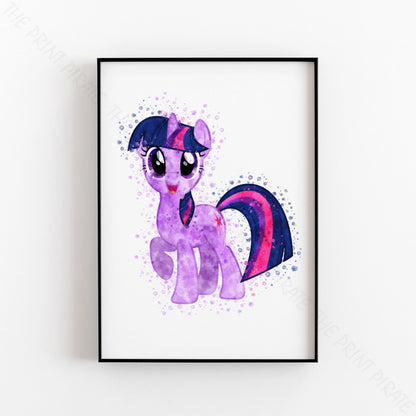 My Little Pony 'TWILIGHT SPARKLE' Watercolour Splash Wall Art Print