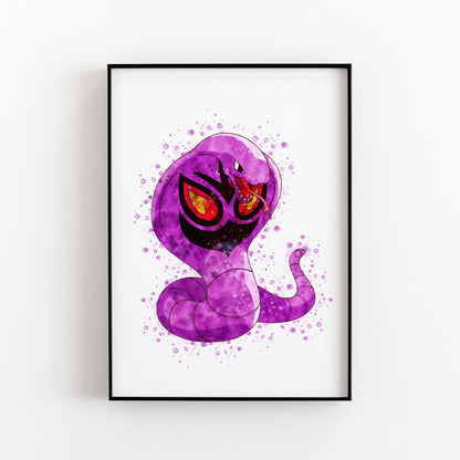 Pokemon 'EKANS' Watercolour Splash Wall Art Print