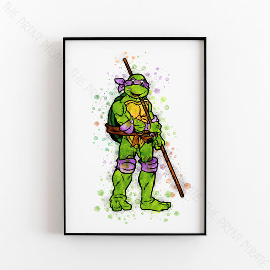 Teenage Mutant Ninja Turtles 'DONATELLO' Watercolour Splash Wall Art Print
