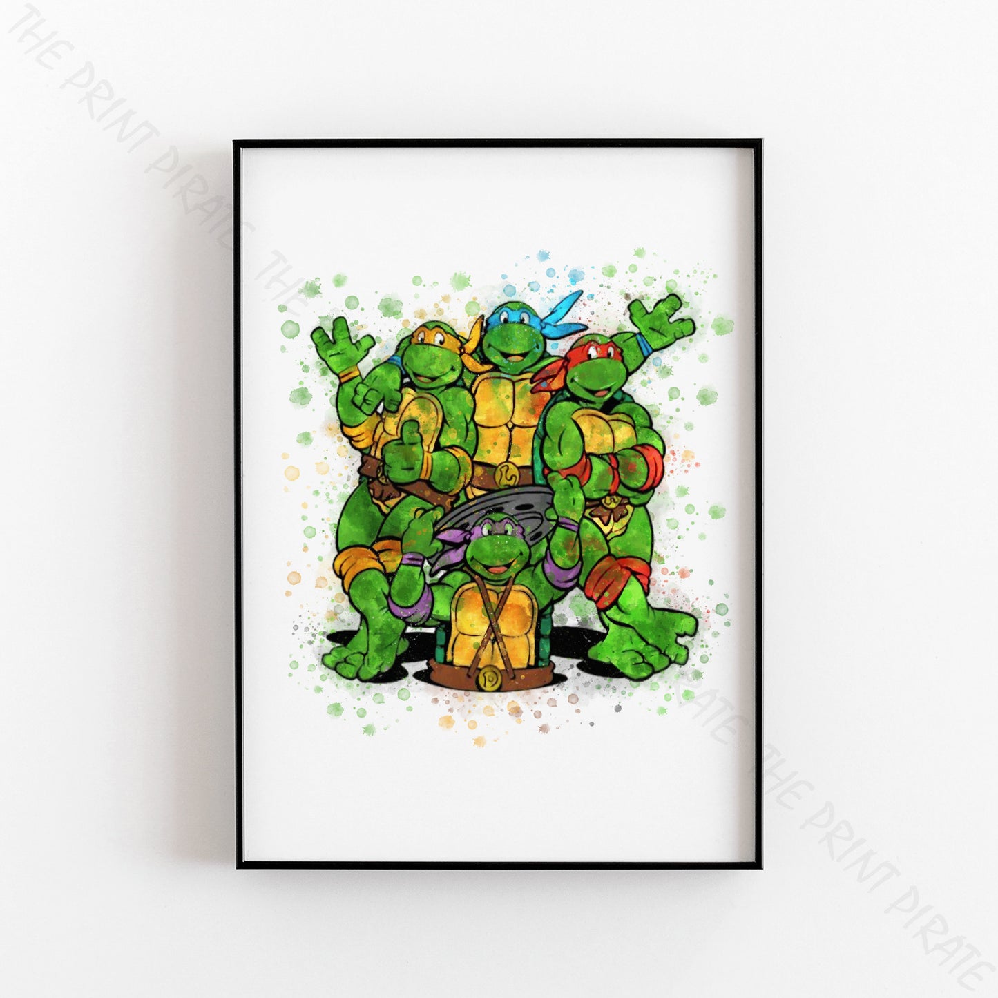 Teenage Mutant Ninja Turtles 'TURTLE GROUP' Watercolour Splash Wall Art Print