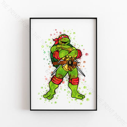 Teenage Mutant Ninja Turtles 'RAPHAEL' Watercolour Splash Wall Art Print