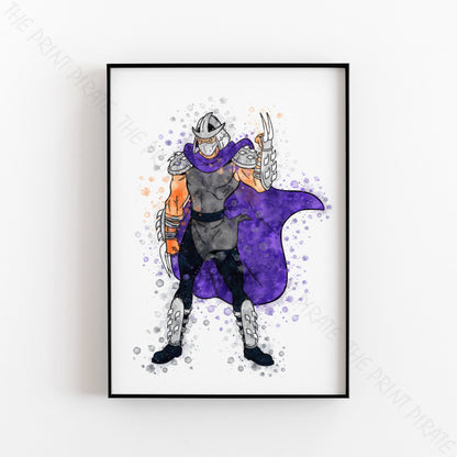 Teenage Mutant Ninja Turtles 'SHREDDER' Watercolour Splash Wall Art Print