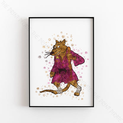 Teenage Mutant Ninja Turtles 'SPLINTER' Watercolour Splash Wall Art Print
