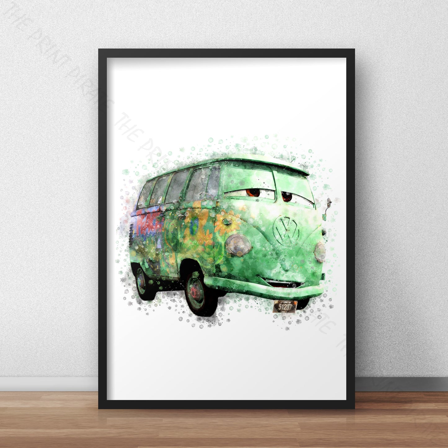 Disney 'FILMORE' Cars Character Watercolour Splash Wall Art Print