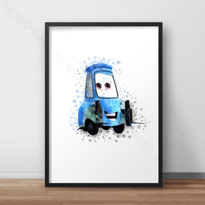 Disney 'GUIDO' Cars Character Watercolour Splash Wall Art Print