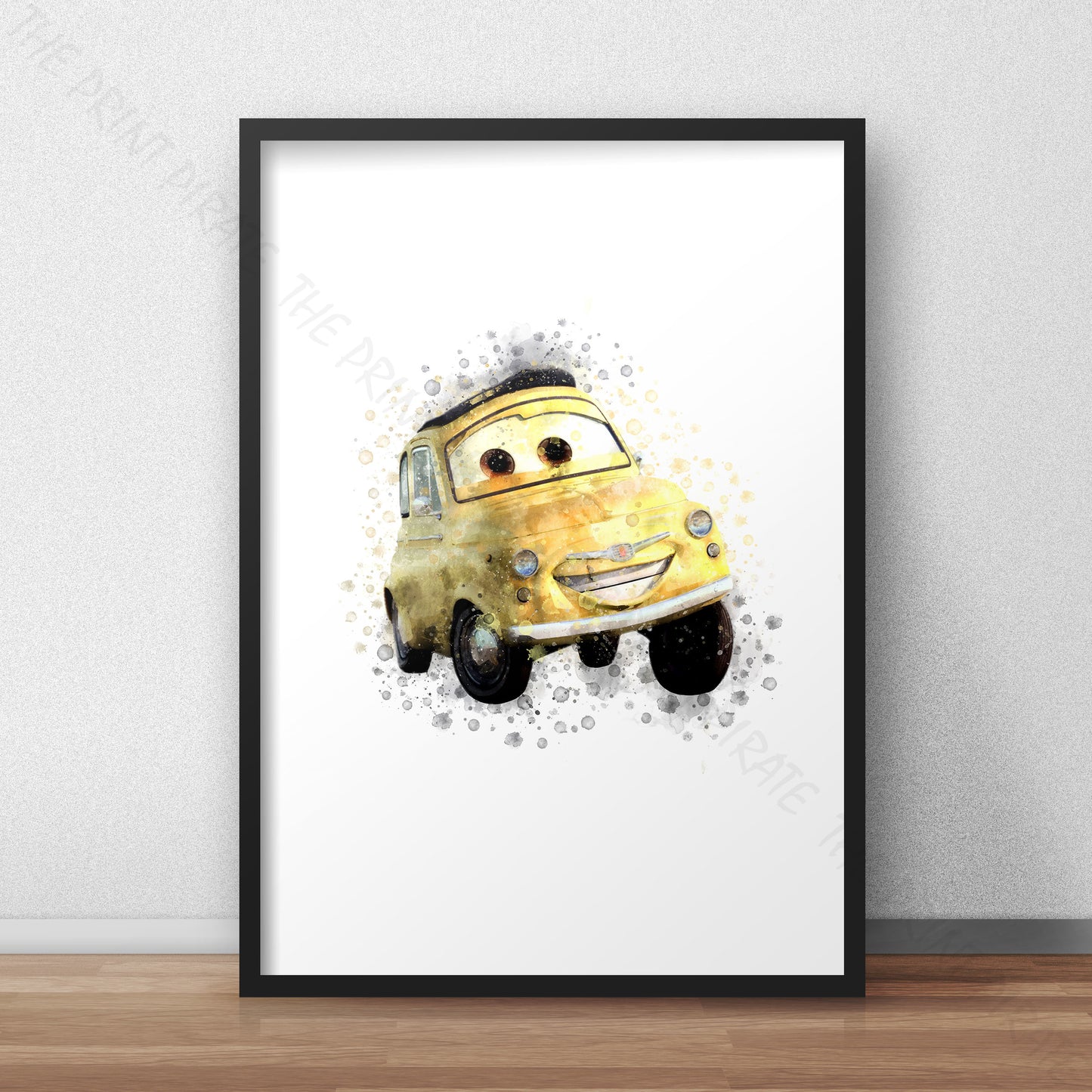 Disney 'LUIGI' Cars Character Watercolour Splash Wall Art Print