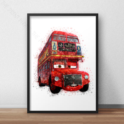 Disney 'TOPPER' Cars Character Watercolour Splash Wall Art Print