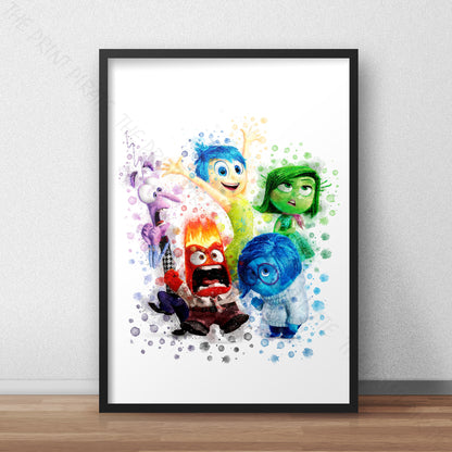 Disney 'INSIDE OUT GROUP' Inside Out Watercolour Splash Wall Art Print