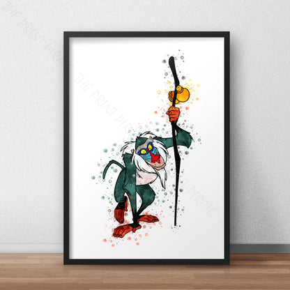 Disney 'RAFIKI' Lion King Watercolour Splash Wall Art Print