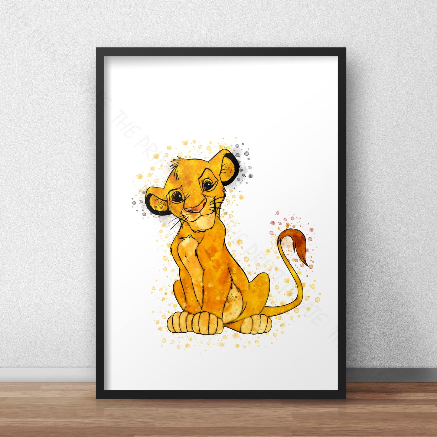 Disney 'SIMBA' Lion King Watercolour Splash Wall Art Print