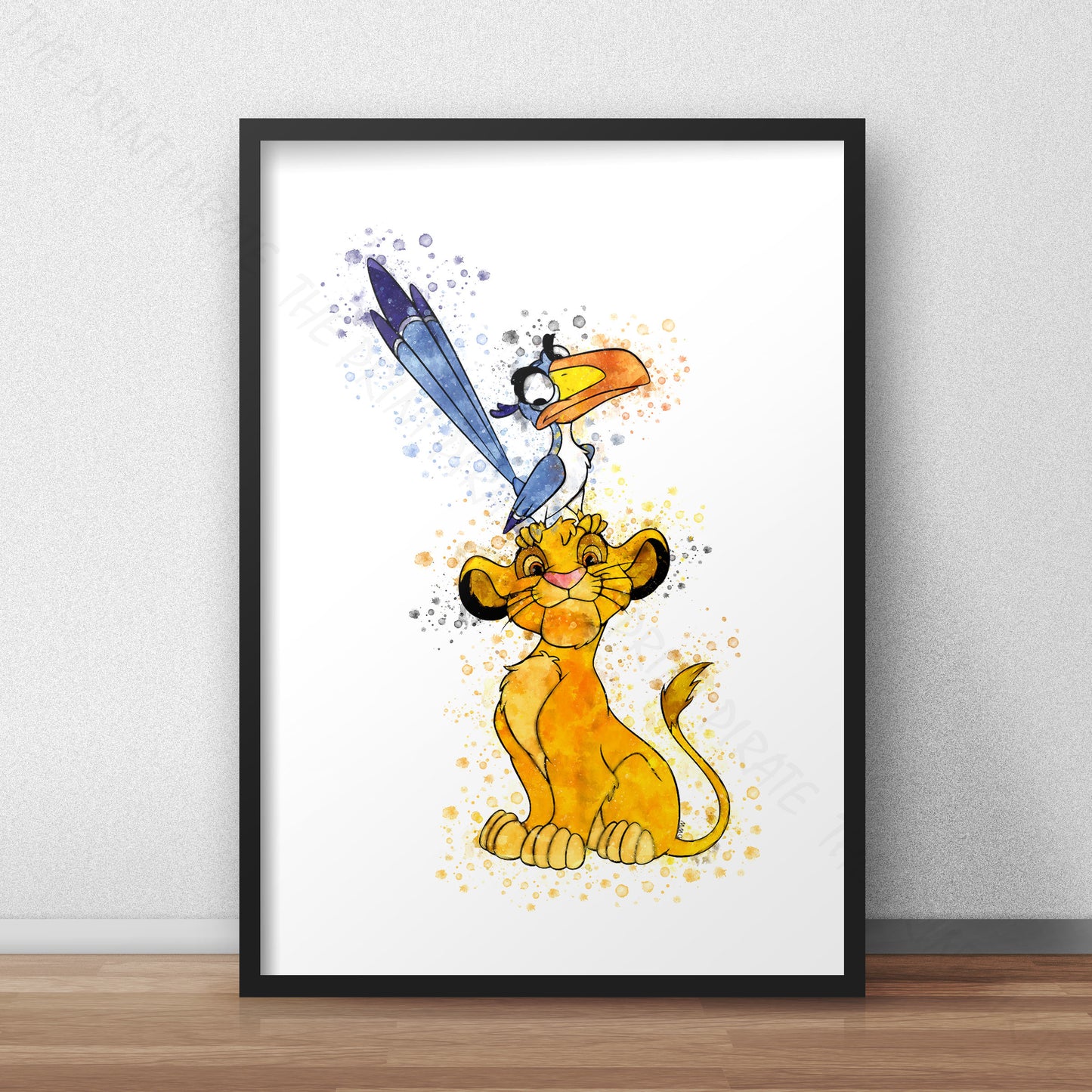 Disney 'SIMBA AND ZAZU' Lion King Watercolour Splash Wall Art Print