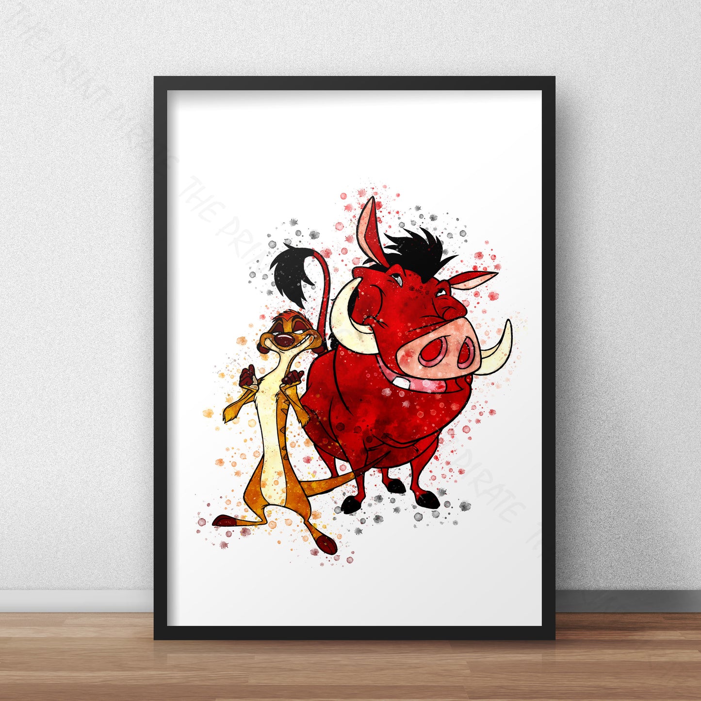 Disney 'TIMON AND PUMBAA' Lion King Watercolour Splash Wall Art Print