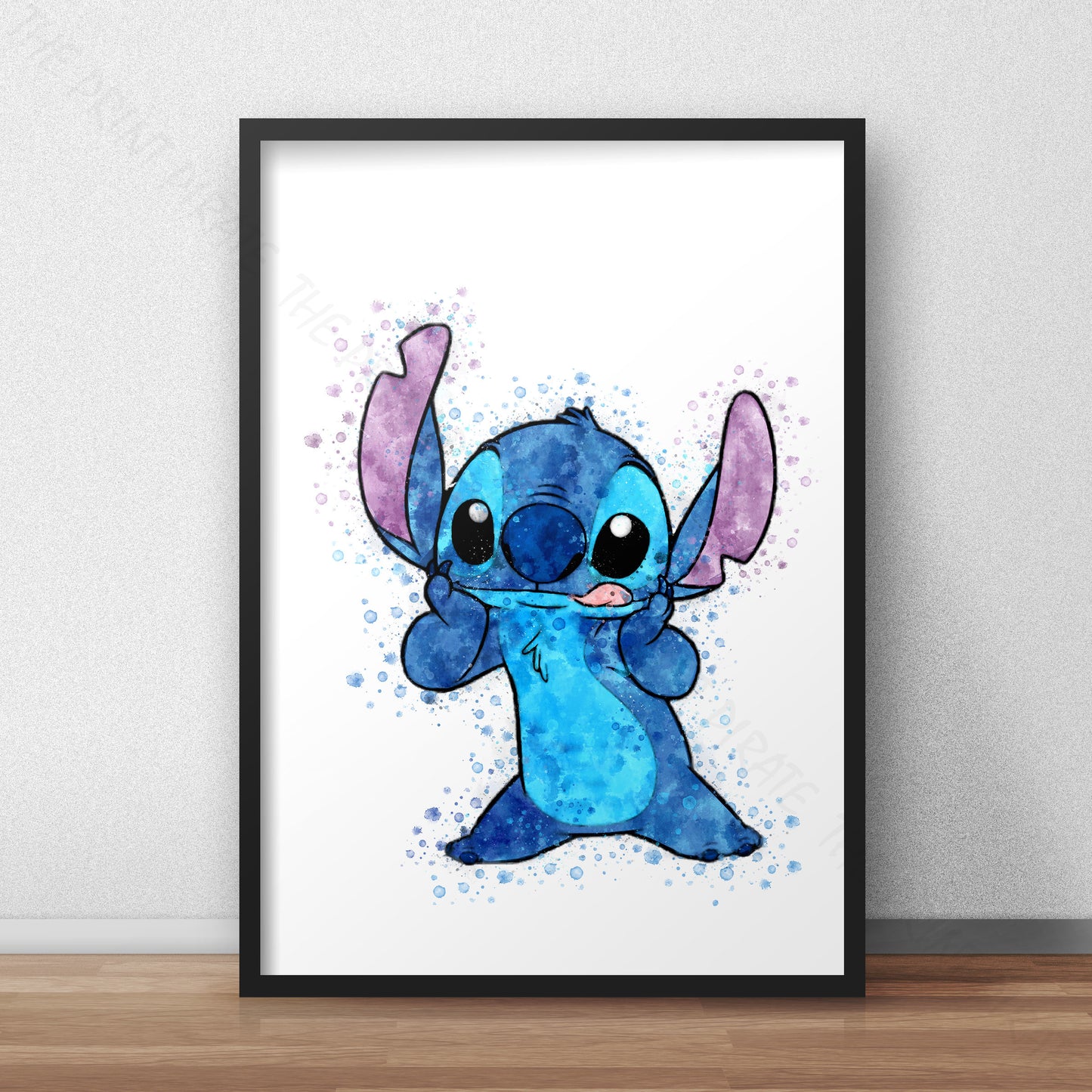 Disney 'STITCH' Lilo and Stitch Watercolour Splash Wall Art Print