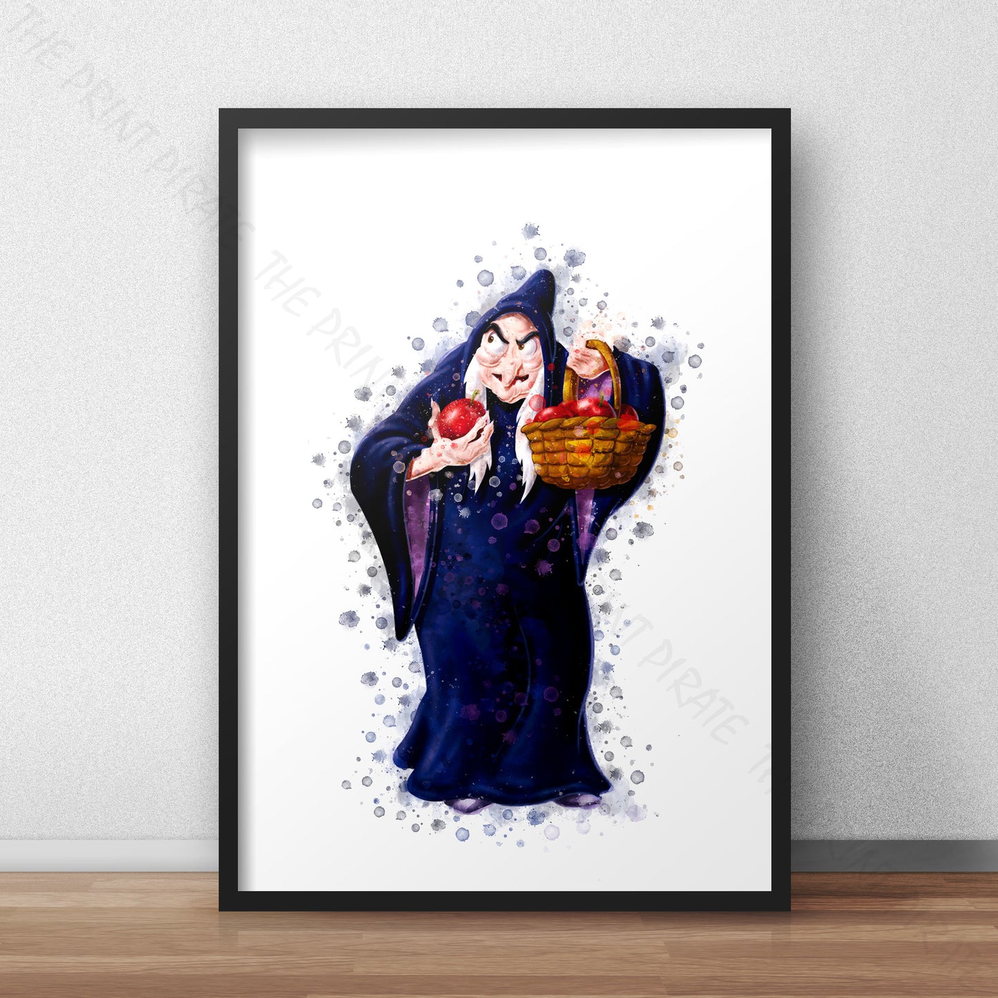 Disney 'EVIL WITCH / OLD HAG' Snow White Watercolour Splash Wall Art Print