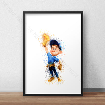 Disney 'FELIX' Wreck It Ralph Watercolour Splash Wall Art Print